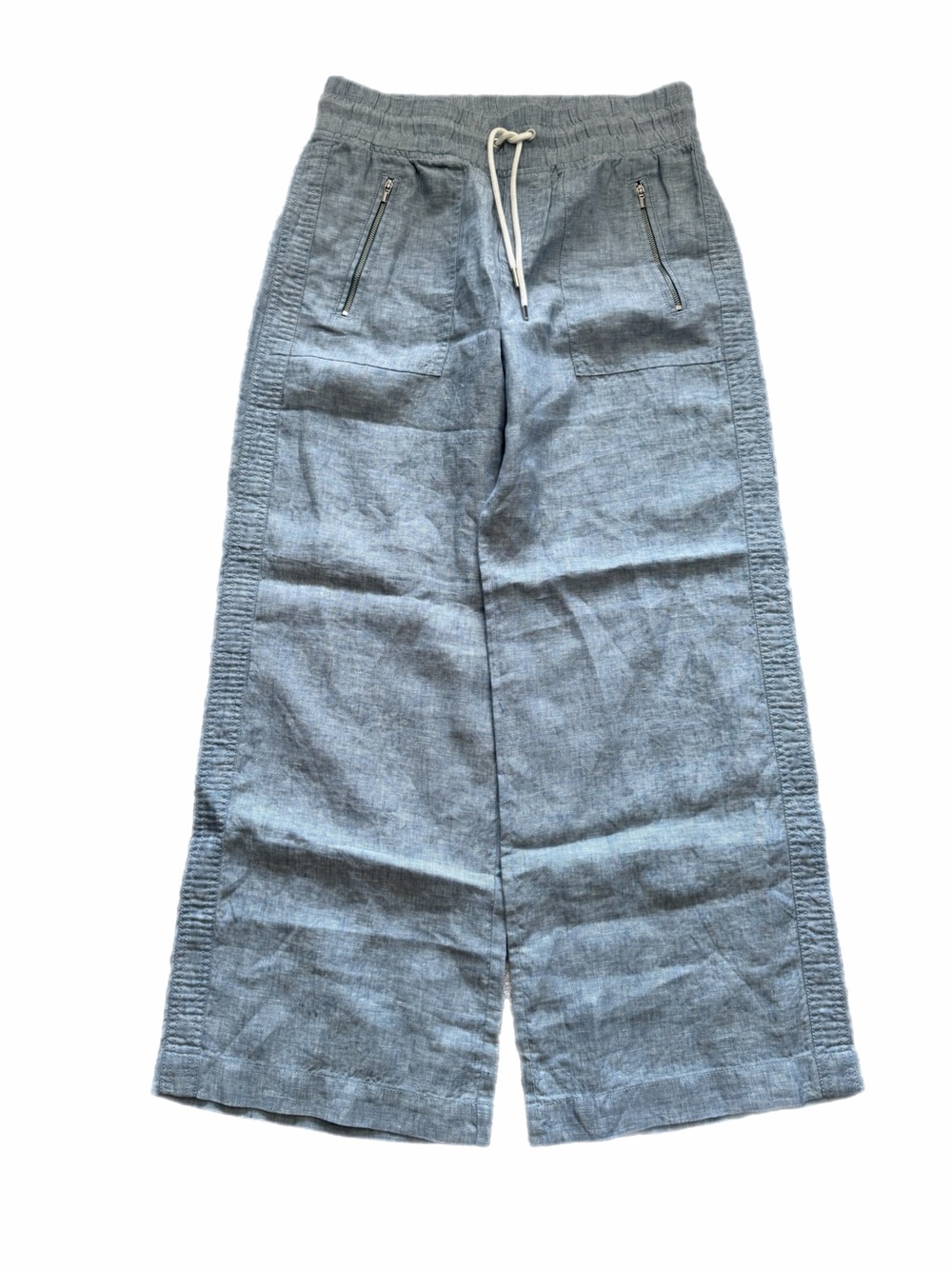 Athleta Women’s Light Blue Wide-Leg Linen Drawstring Joggers